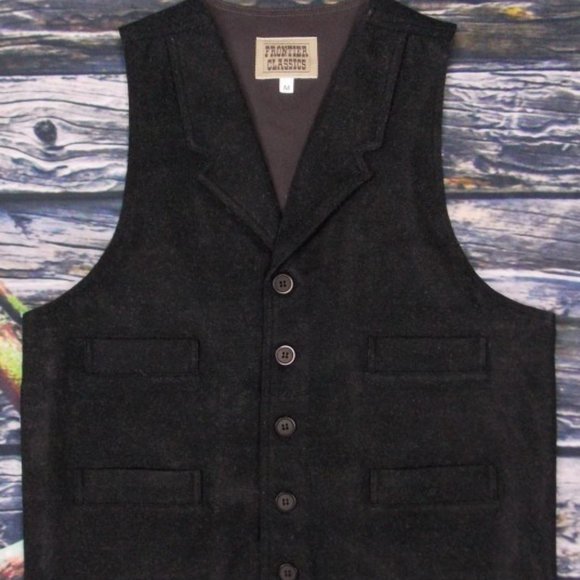MEN'S OLD WEST WOOL BLEND BLACK VEST MEDIUM - Picture 1 of 2